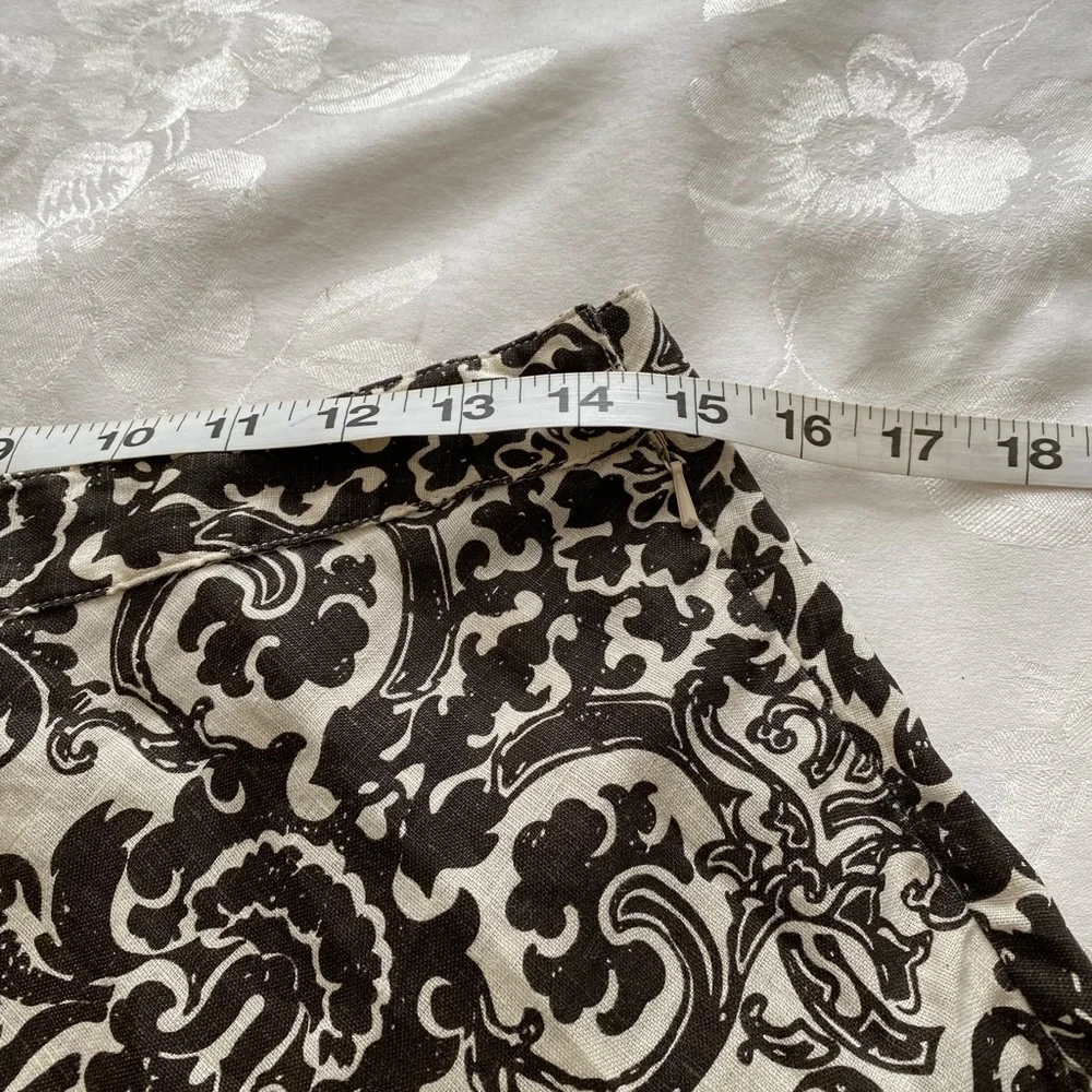 Grace Elements Floral Paisley Linen Skirt Brown & white sz 6